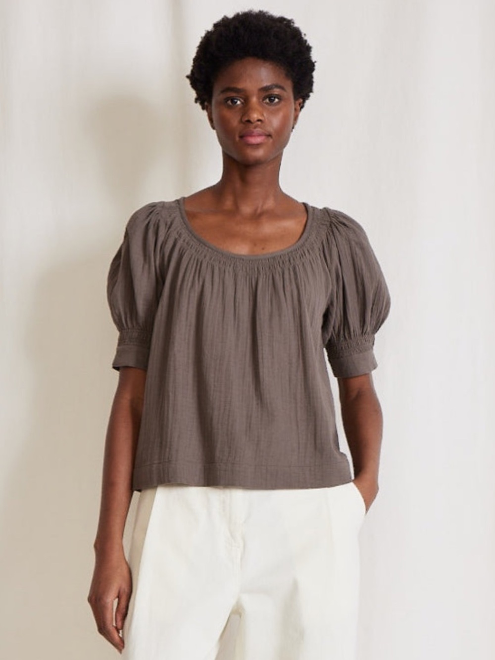 Apiece Apart Organic Cotton Scoop Neck Top - Taupe